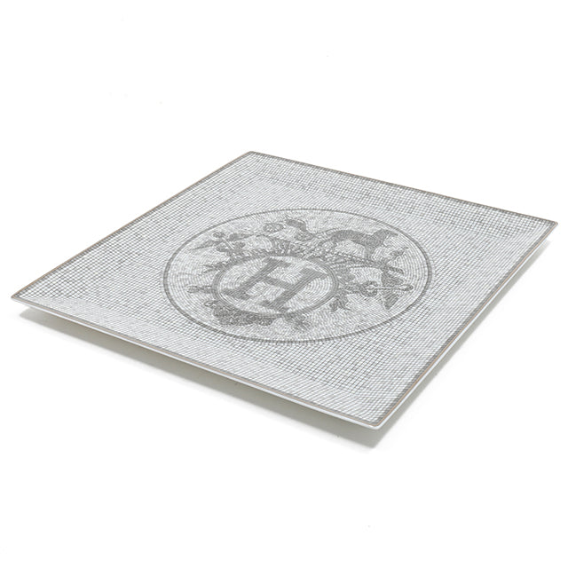 Hermes Mosaique au 24 Square Plate 23 x 23 cm Platinum Silver porcelain No. 5
