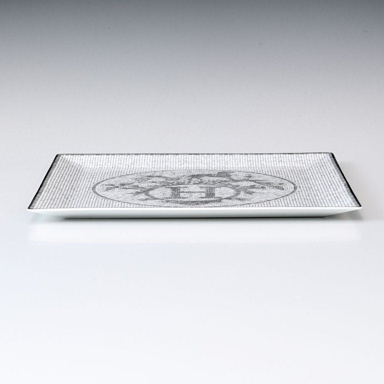 Hermes Mosaique au 24 Square Plate 23 x 23 cm Platinum Silver porcelain No. 5
