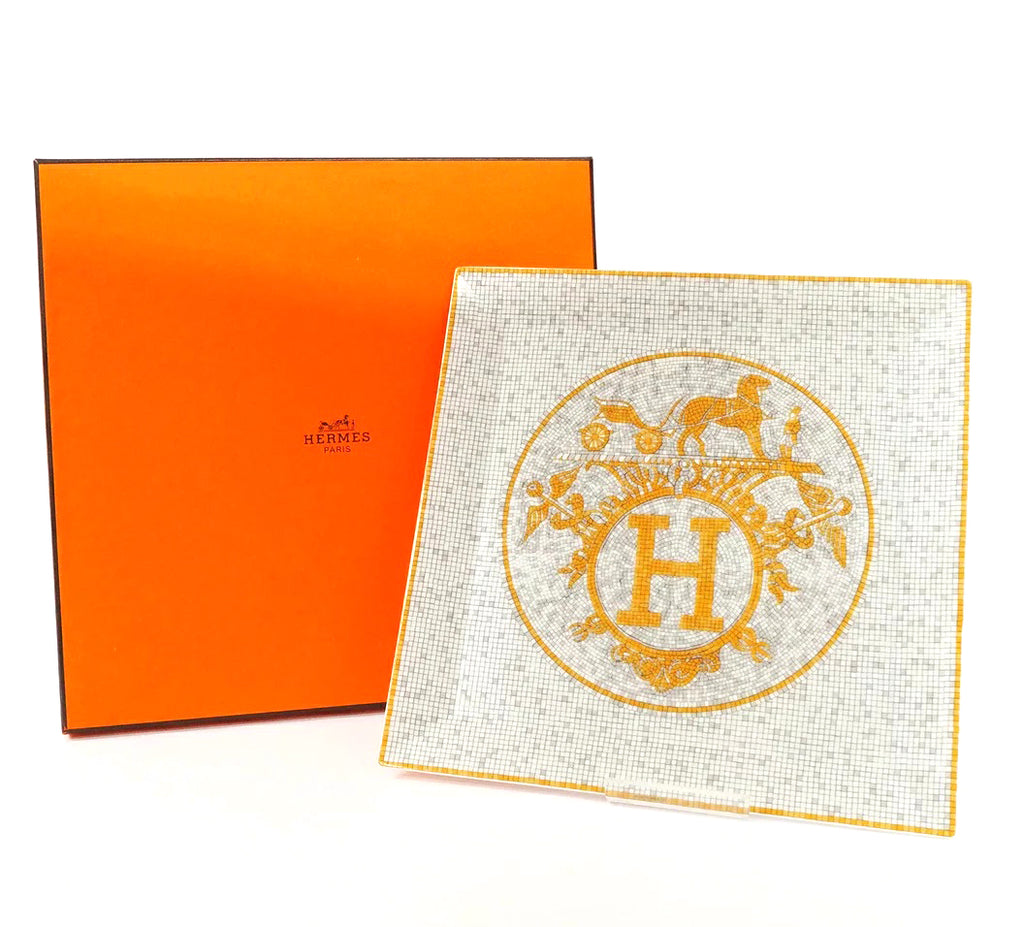 Hermes Mosaique au 24 Square Plate 23 x 23 cm Gold porcelain tableware No. 5