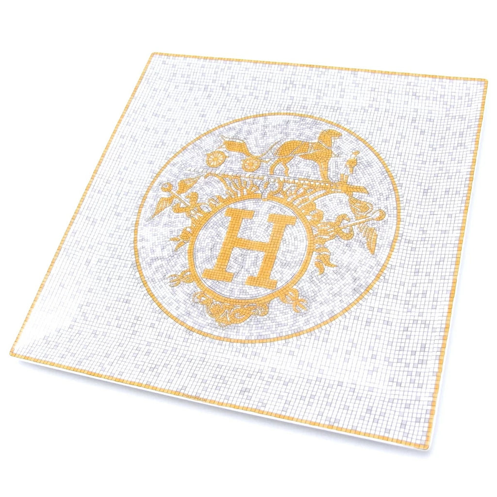 Hermes Mosaique au 24 Square Plate 23 x 23 cm Gold porcelain tableware No. 5