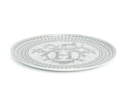 Hermes Mosaique au 24 Tart Plate 32 cm Platinum silver porcelain dinner