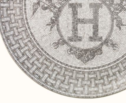 Hermes Mosaique au 24 Tart Plate 32 cm Platinum silver porcelain dinner