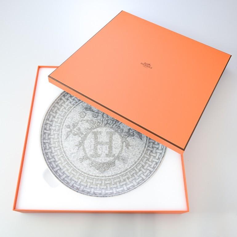 Hermes Mosaique au 24 Tart Plate 32 cm Platinum silver porcelain dinner