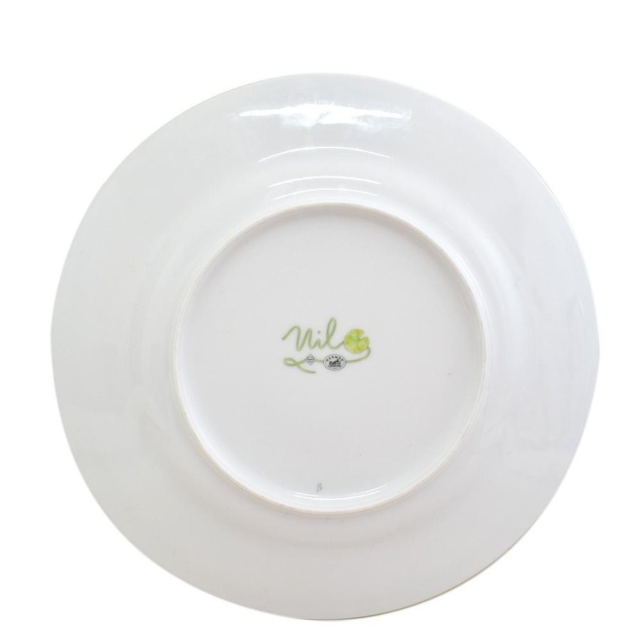Hermes Nile Dessert Plate 22.5 cm porcelain green 2 set Nil lotus A183