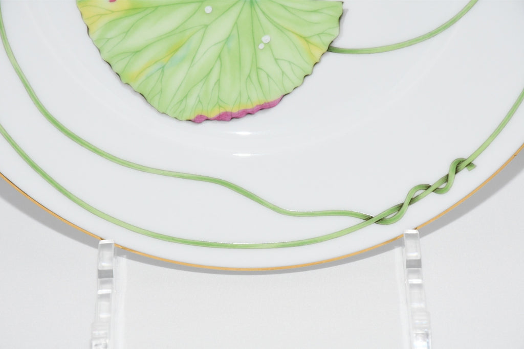 Hermes Nile Dessert Plate 22.5 cm porcelain green 2 set Nil lotus 8.75" M032