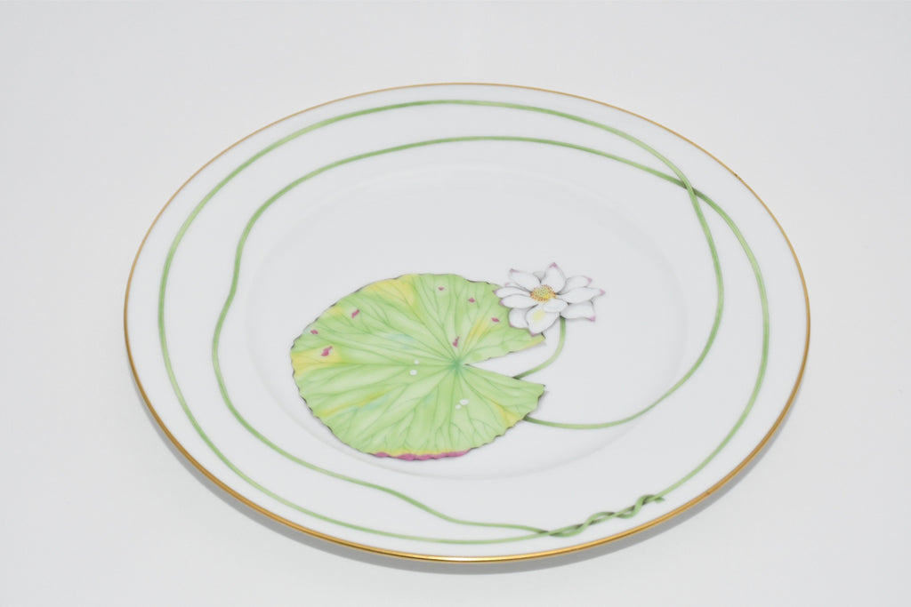 Hermes Nile Dessert Plate 22.5 cm porcelain green 2 set Nil lotus 8.75" M032