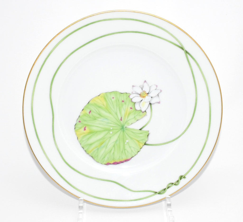 Hermes Nile Dessert Plate 22.5 cm porcelain green 2 set Nil lotus 8.75" M032