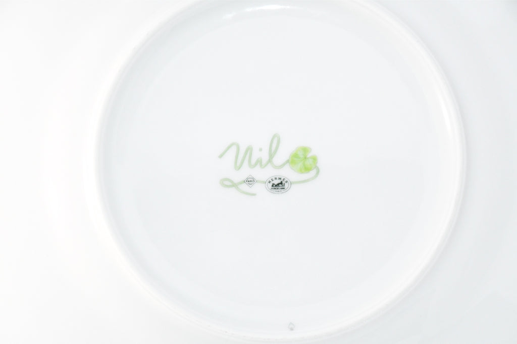 Hermes Nile Dessert Plate 22.5 cm porcelain green Nil lotus 8.75"