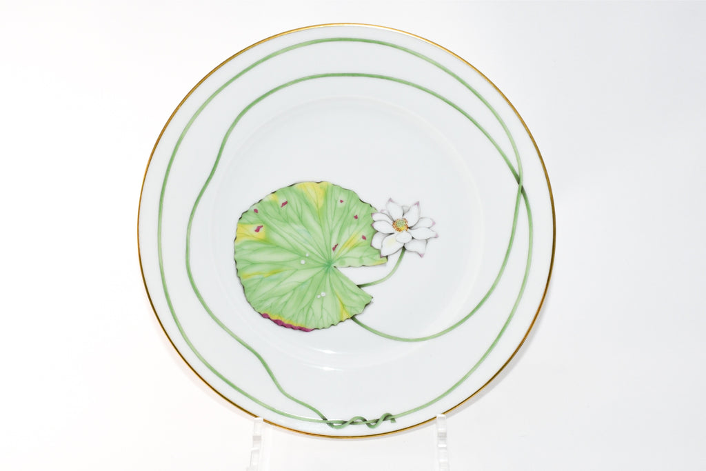 Hermes Nile Dessert Plate 22.5 cm porcelain green Nil lotus 8.75"