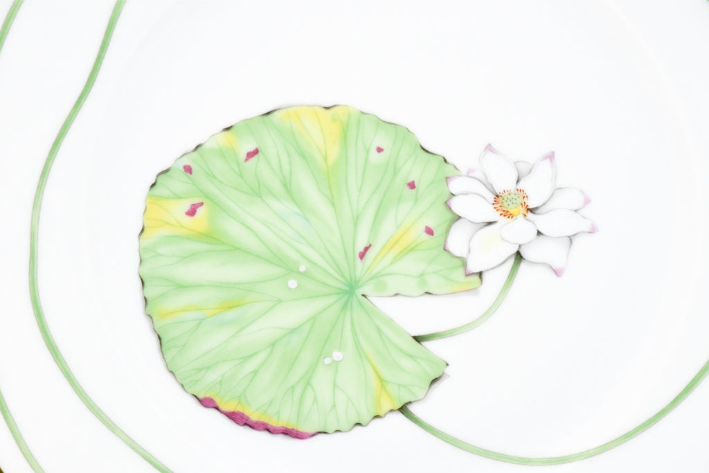 Hermes Nile Dessert Plate 22.5 cm porcelain green Nil lotus 8.75"