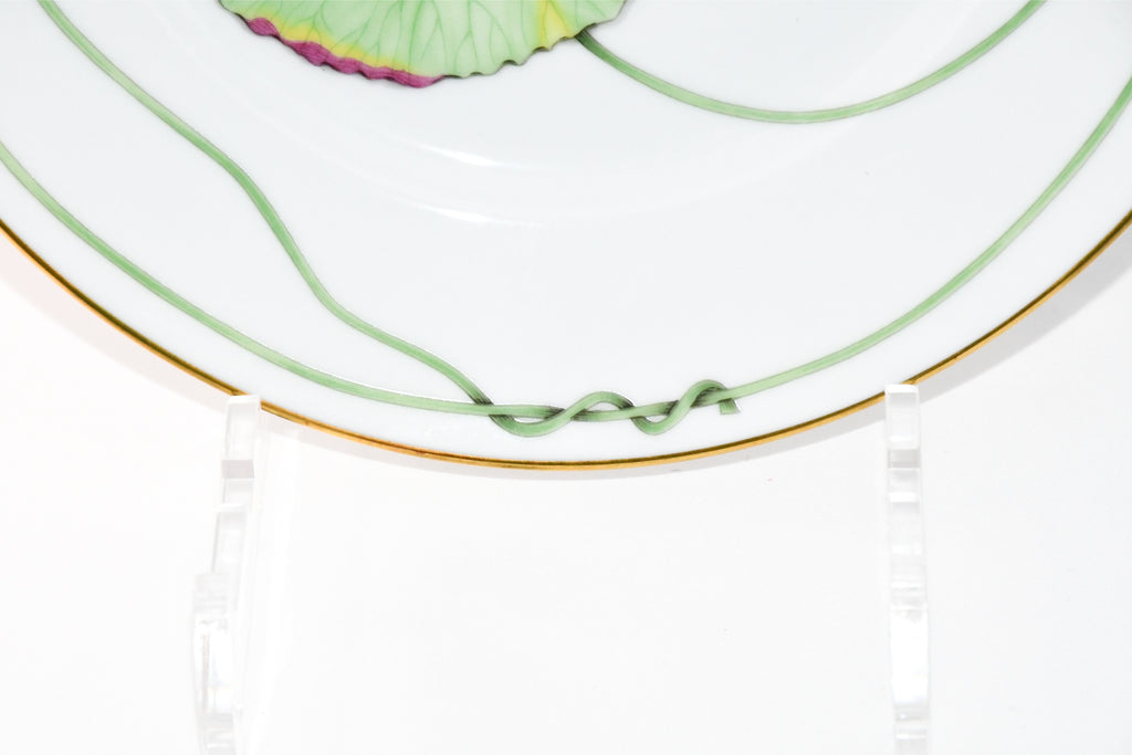 Hermes Nile Dessert Plate 22.5 cm porcelain green Nil lotus 8.75"