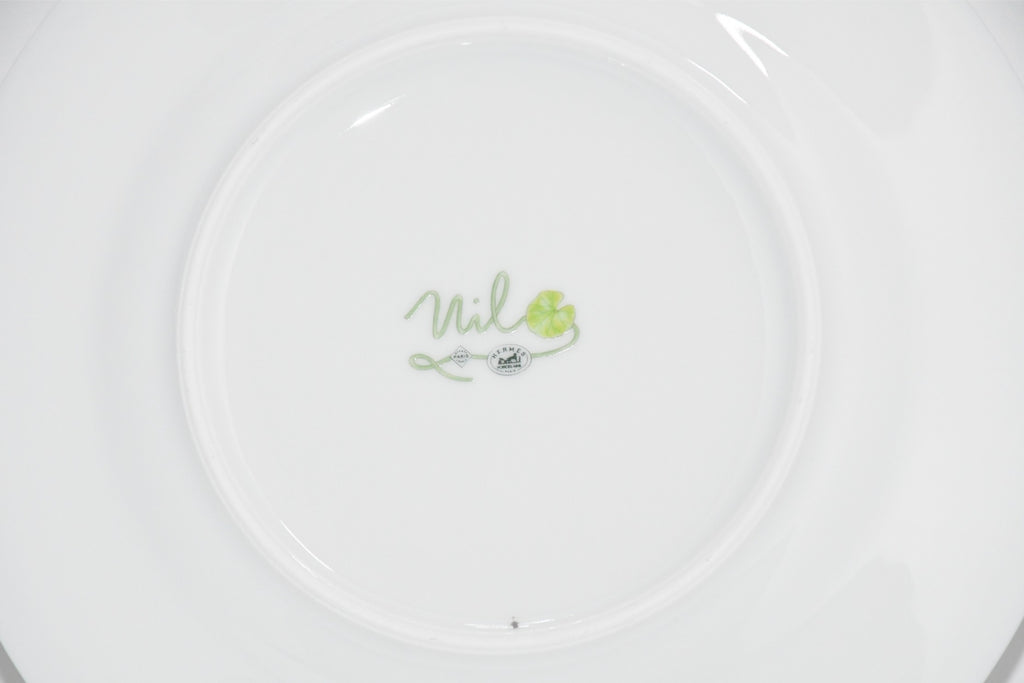 Hermes Nile Dessert Plate 22.5 cm porcelain green Nil lotus 8.75" YA100
