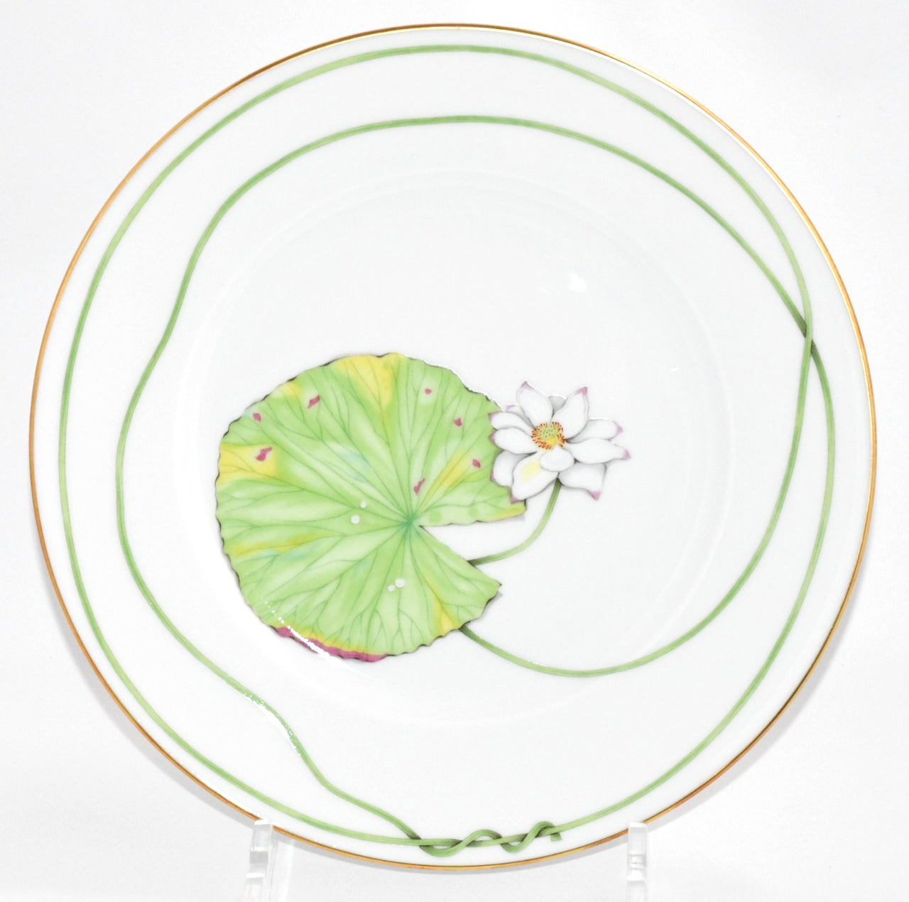 Hermes Nile Dessert Plate 22.5 cm porcelain green Nil lotus 8.75" YA100