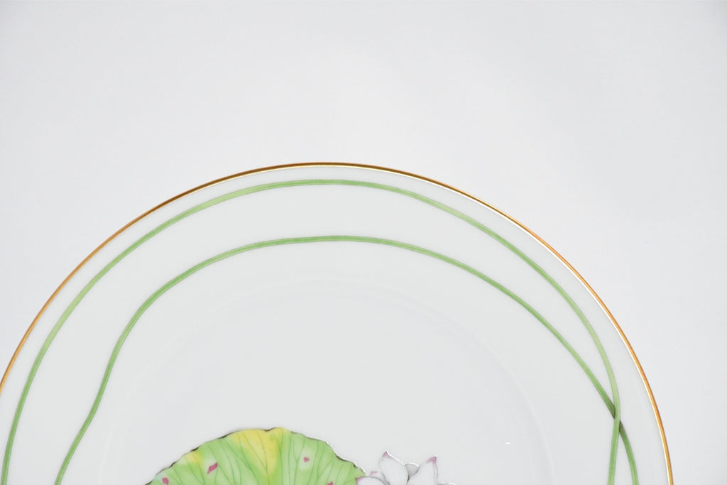 Hermes Nile Dessert Plate 22.5 cm porcelain green Nil lotus 8.75" YA100