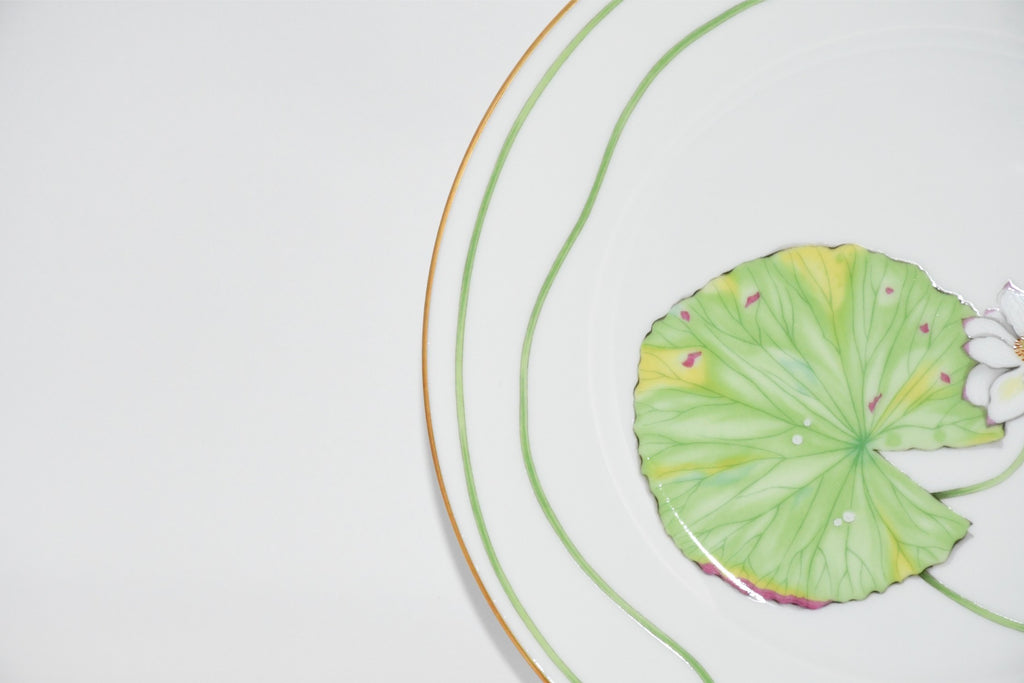 Hermes Nile Dessert Plate 22.5 cm porcelain green Nil lotus 8.75" YA100