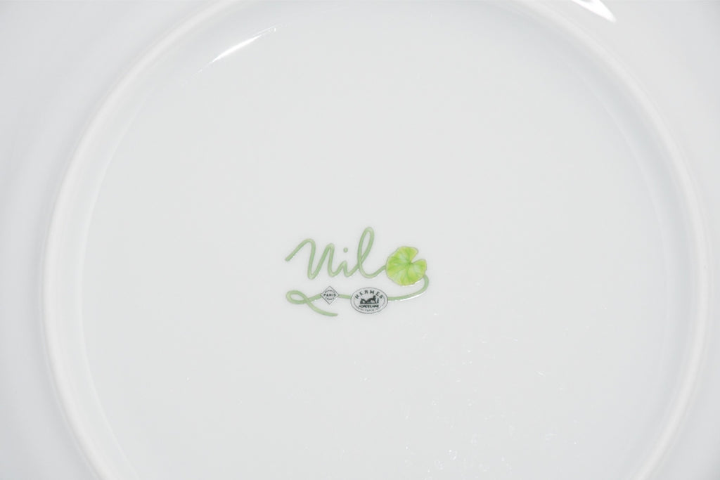 Hermes Nile Dinner Plate 27 cm porcelain Nil lotus green 10.75" Y190