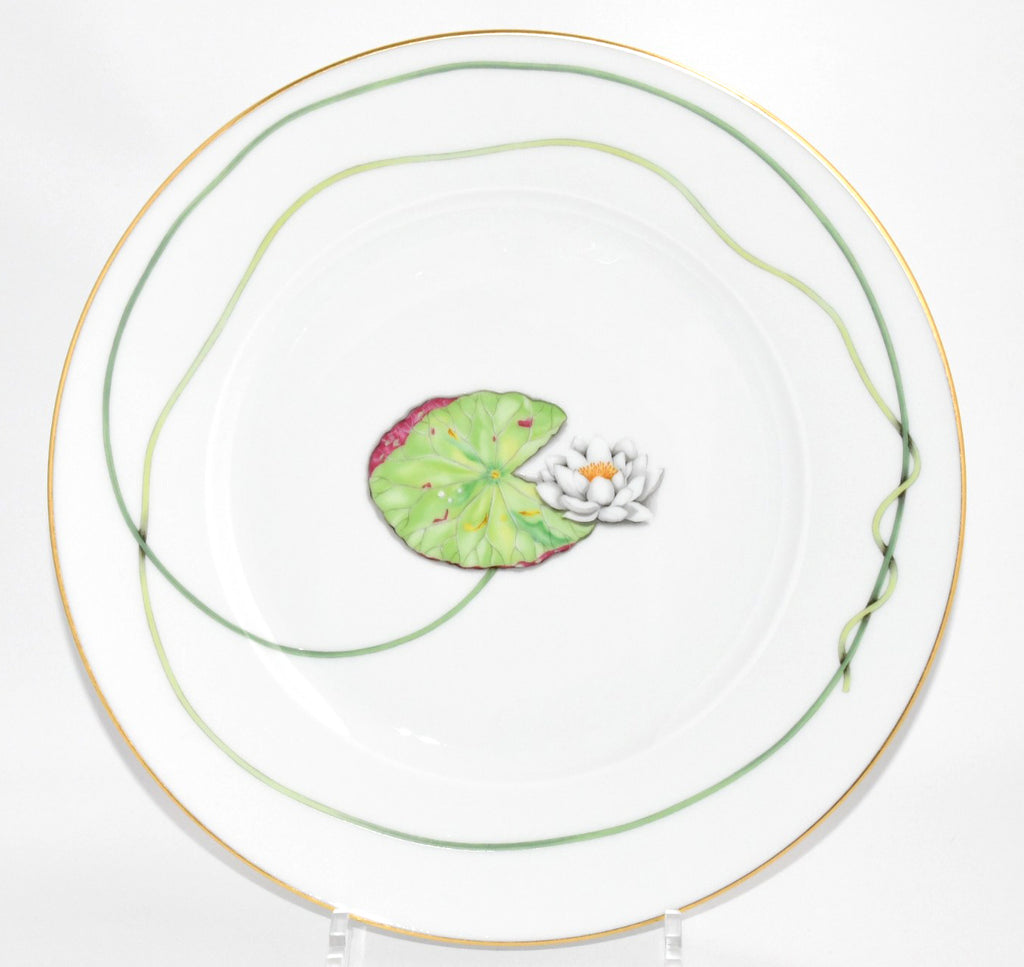 Hermes Nile Dinner Plate 27 cm porcelain Nil lotus green 10.75" Y190