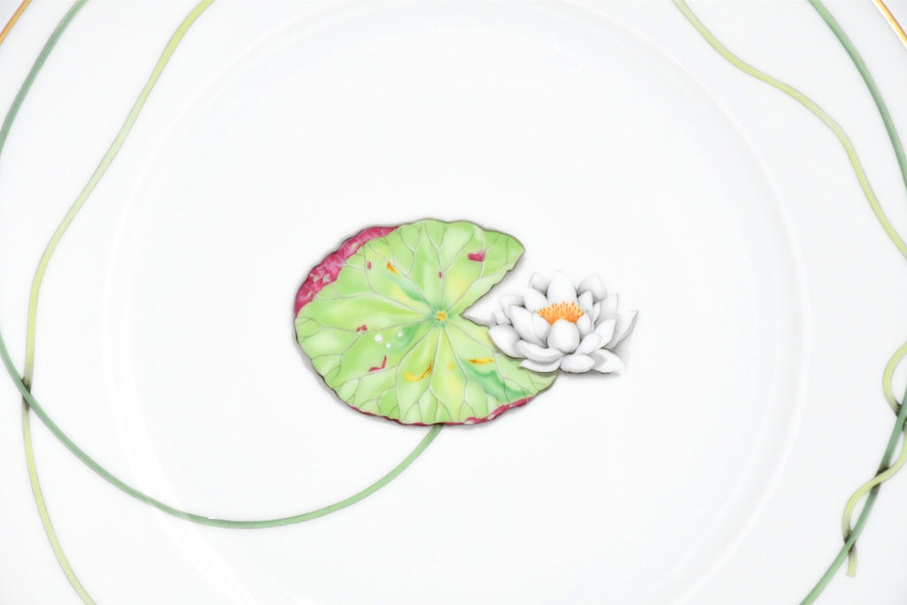 Hermes Nile Dinner Plate 27 cm porcelain Nil lotus green 10.75" Y190