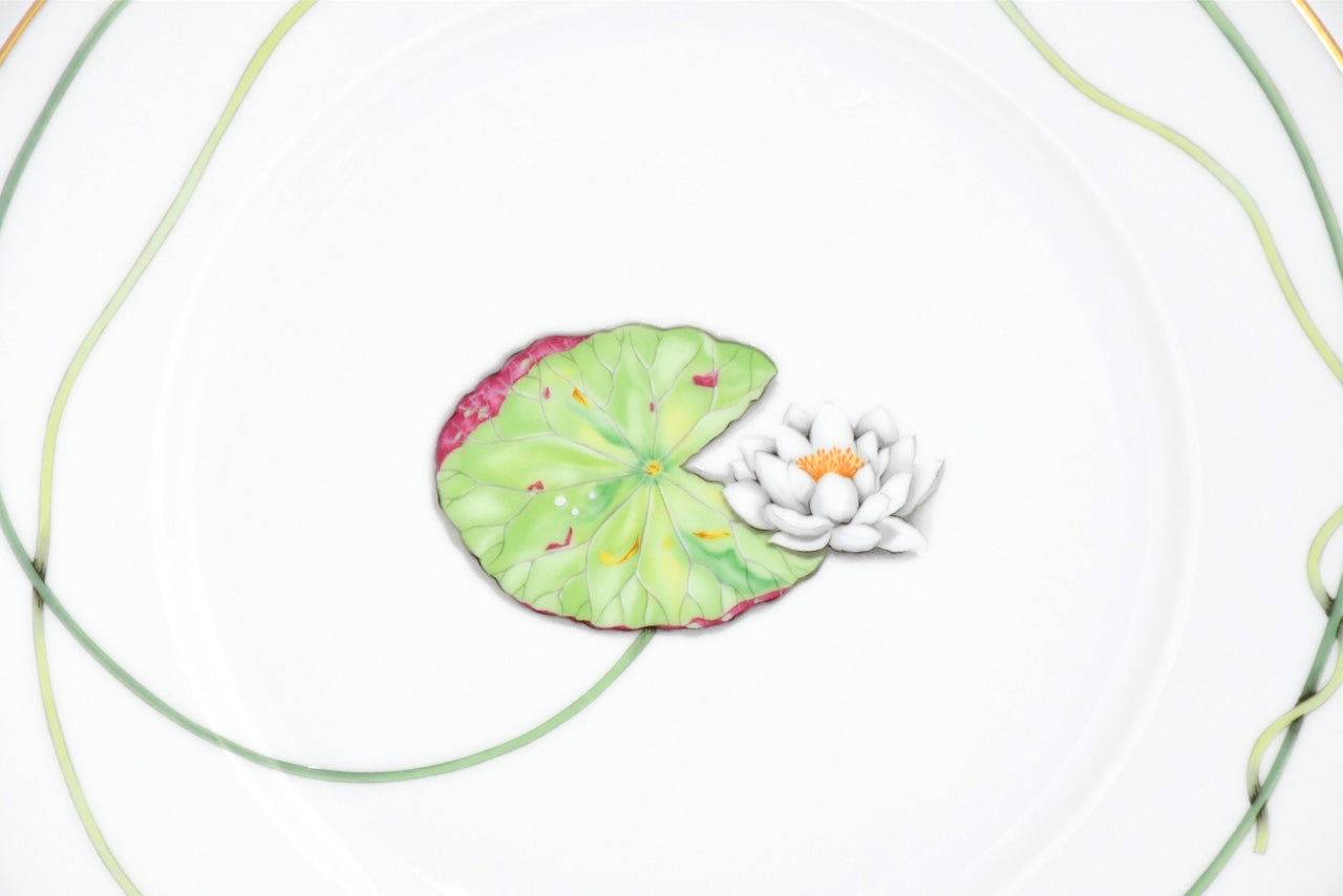Hermes Nile Dinner Plate 27 cm porcelain Nil lotus green 10.75" Y190
