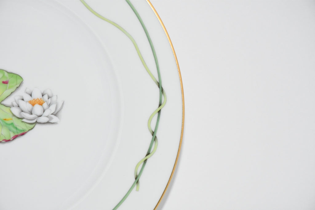 Hermes Nile Dinner Plate 27 cm porcelain Nil lotus green 10.75" Y190
