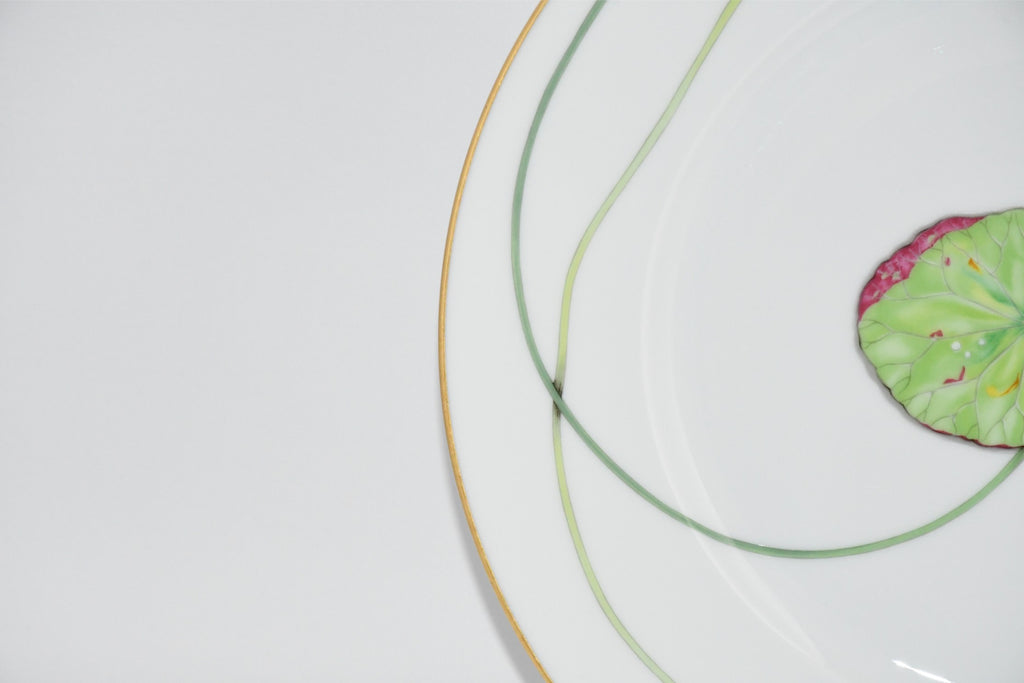 Hermes Nile Dinner Plate 27 cm porcelain Nil lotus green 10.75" Y190