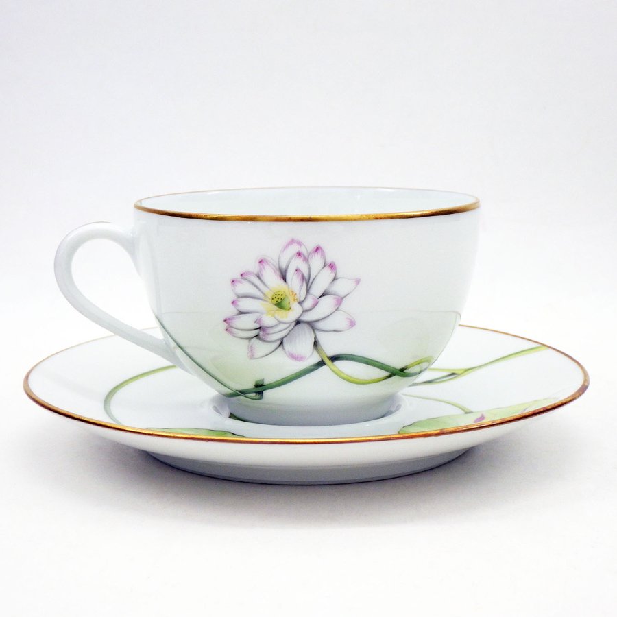 Hermes Nile Tea Cup and Saucer porcelain dinnerware coffee Nil lotus