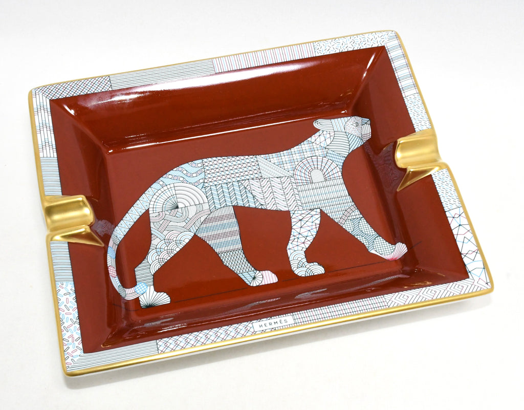 Hermes Panthera Deco Change tray porcelain Ashtray plate leopard panther