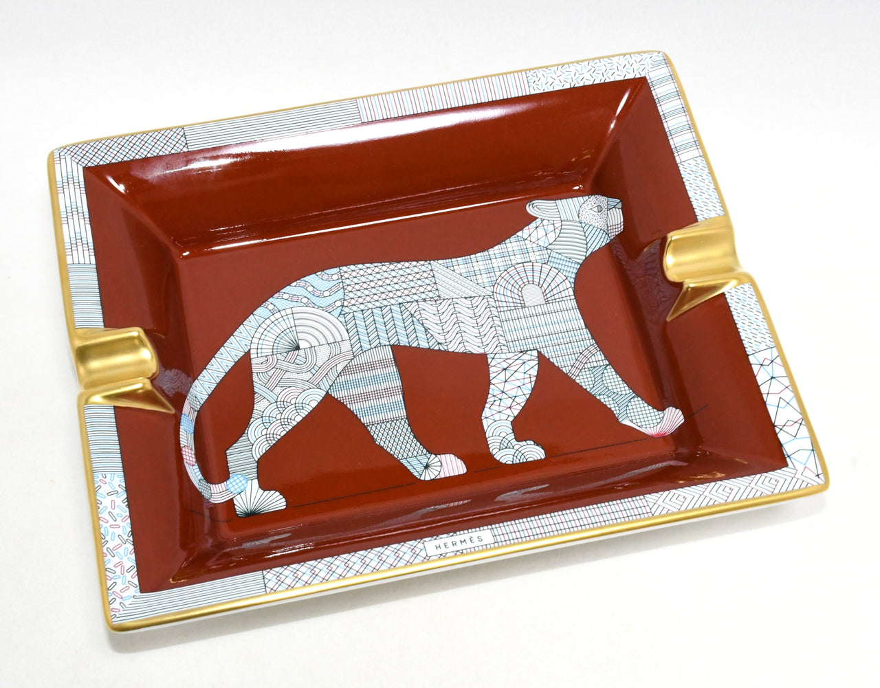 Hermes Panthera Deco Change tray porcelain Ashtray plate leopard panther