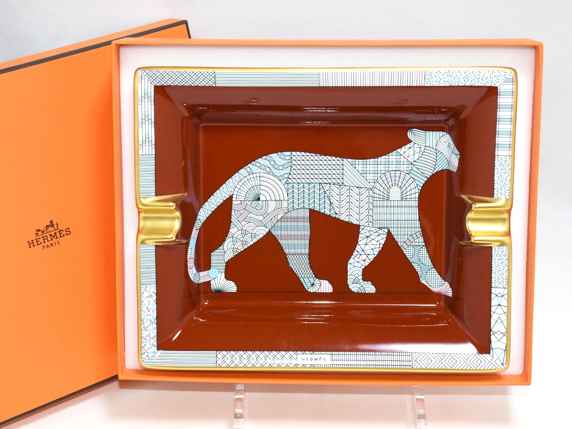 Hermes Panthera Deco Change tray porcelain Ashtray plate leopard