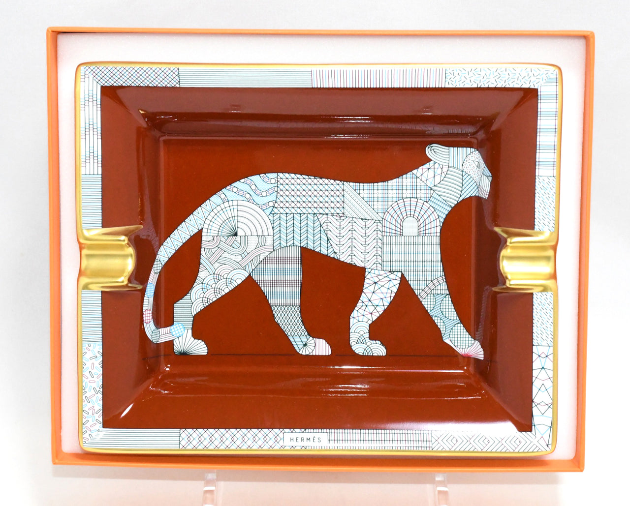 Hermes Panthera Deco Change tray porcelain Ashtray plate leopard panther