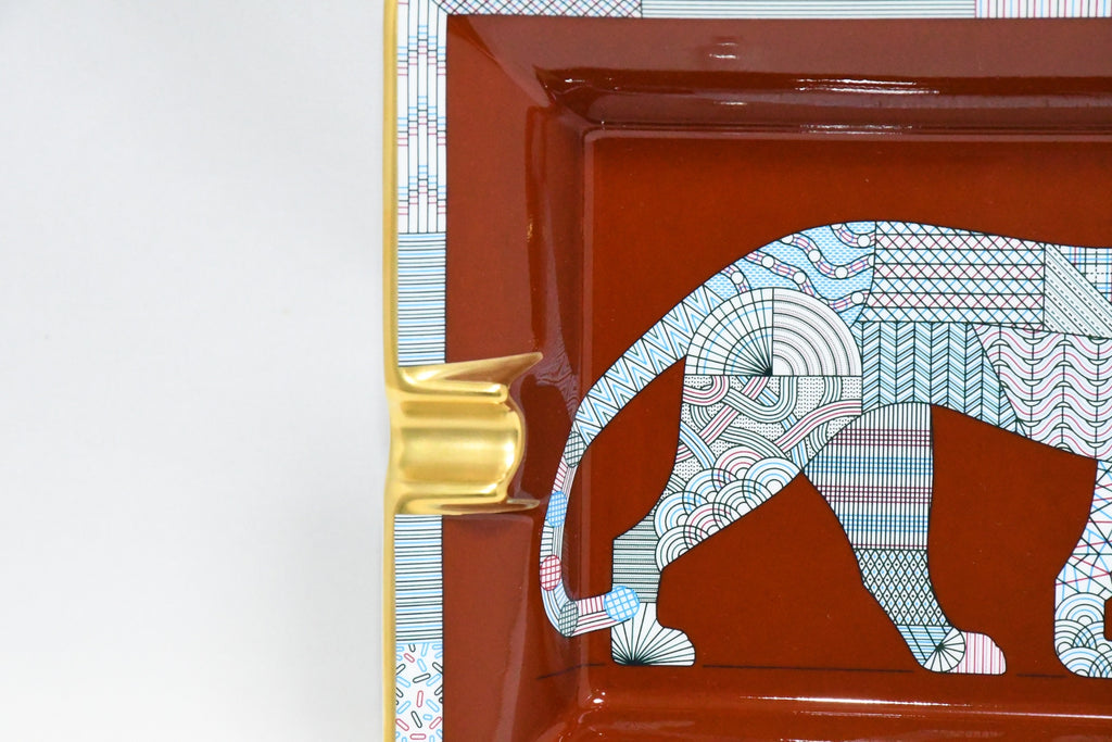 Hermes Panthera Deco Change tray porcelain Ashtray plate leopard panther