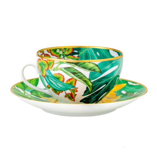 Hermes Passifolia Morning Cup and Saucer green porcelain soup bowl coffee 370 ml