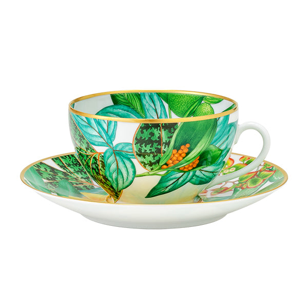 Hermes Passifolia Morning Cup and Saucer green porcelain soup bowl coffee 370 ml