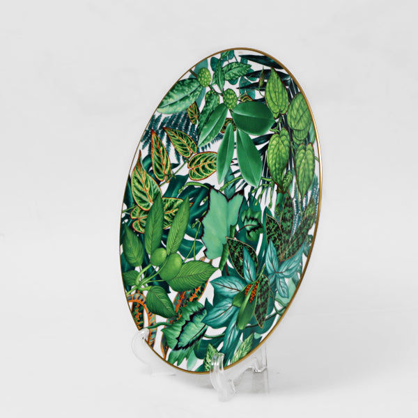 Hermes Passifolia Serving Plate 32 cm Set of 2 porcelain dinner green leaf