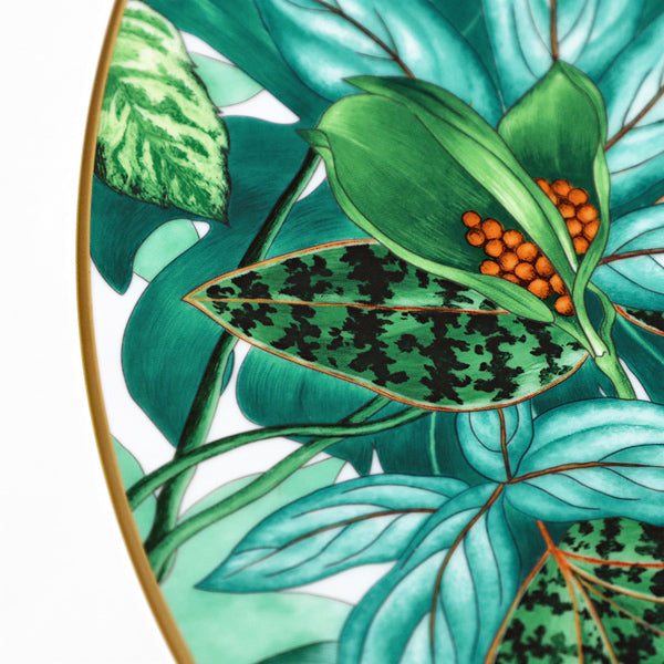 Hermes Passifolia Serving Plate 32 cm Set of 2 porcelain dinner green leaf