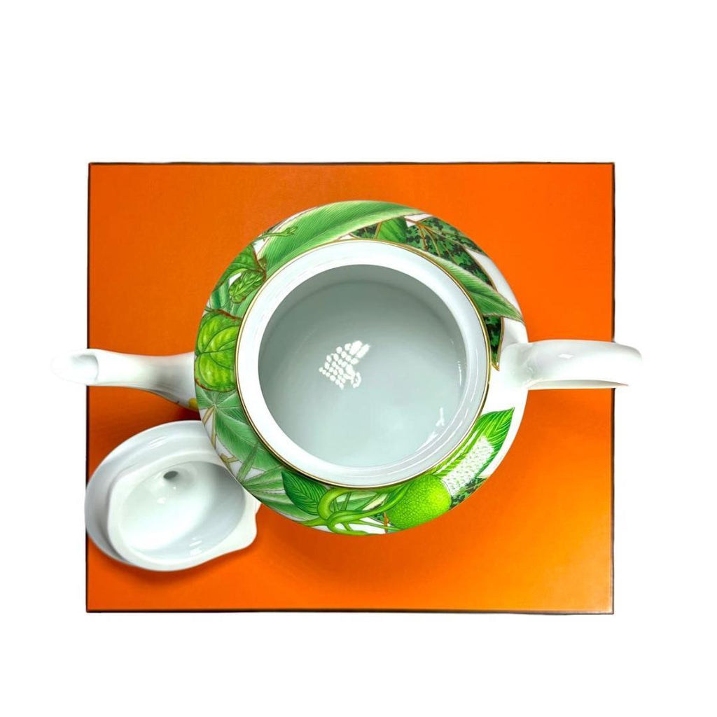 Hermes Passifolia Teapot porcelain green leaf flower coffee tea 1400 ml