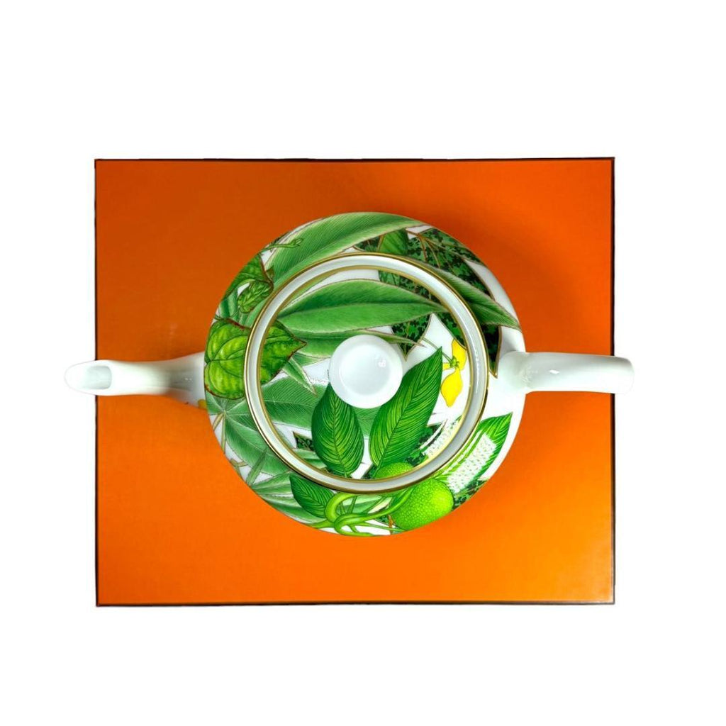 Hermes Passifolia Teapot porcelain green leaf flower coffee tea 1400 ml