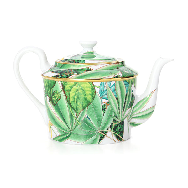 Hermes Passifolia Teapot porcelain green leaf flower coffee tea 1400 ml