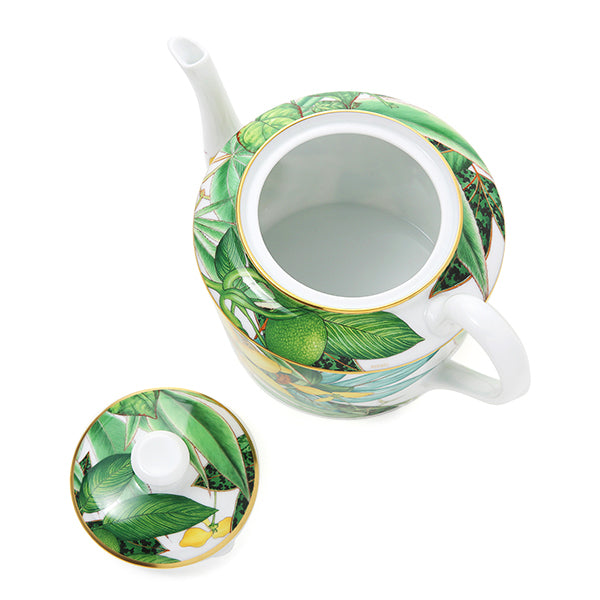 Hermes Passifolia Teapot porcelain green leaf flower coffee tea 1400 ml