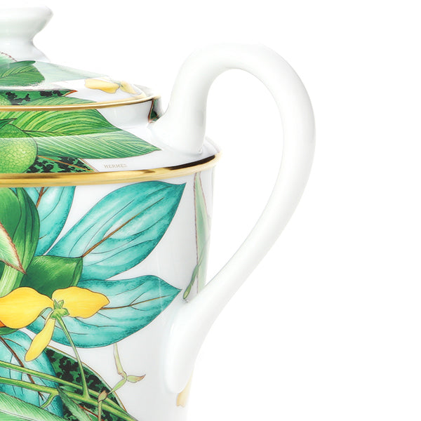 Hermes Passifolia Teapot porcelain green leaf flower coffee tea 1400 ml