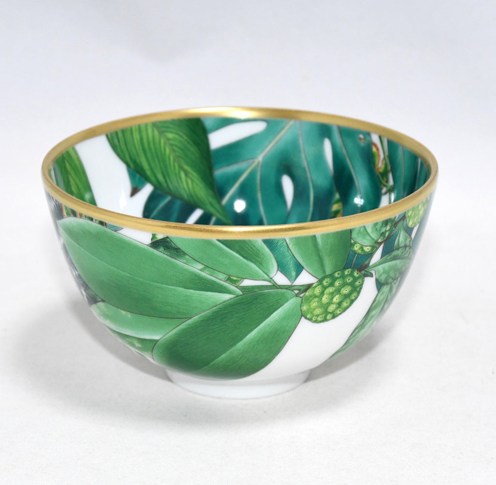 Hermes Passifolia bowl PM 9.5 cm green porcelain leaf flower plate 210 ml