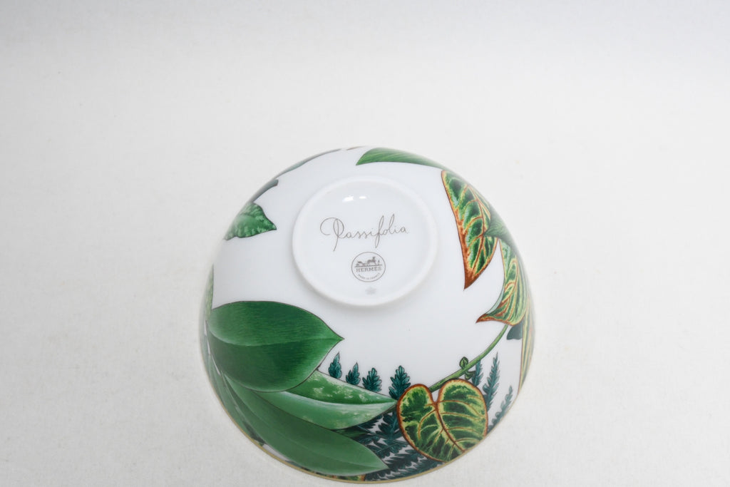 Hermes Passifolia bowl PM 9.5 cm green porcelain leaf flower plate 210 ml