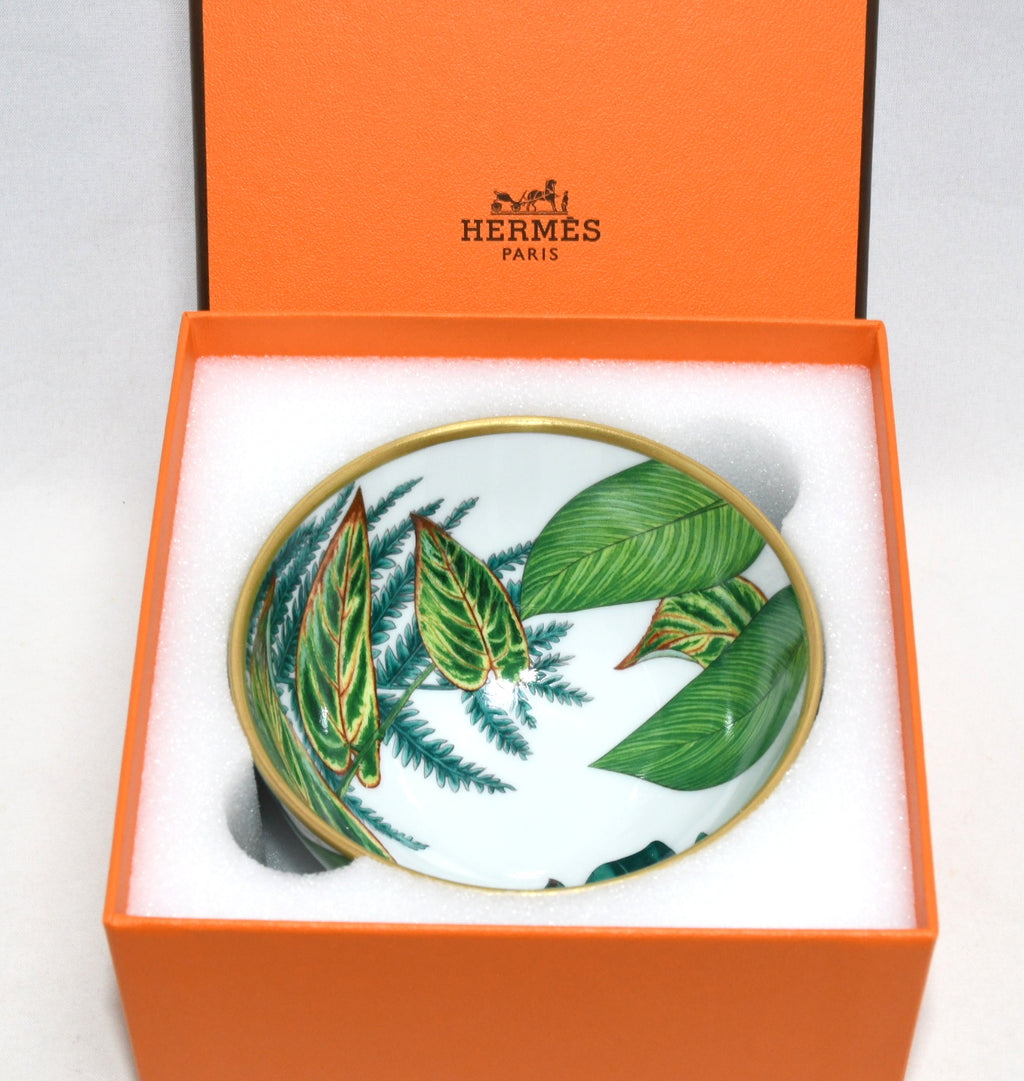 Hermes Passifolia bowl PM 9.5 cm green porcelain leaf flower plate 210 ml