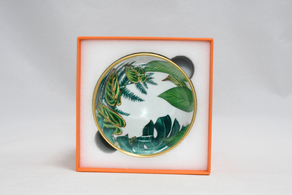 Hermes Passifolia bowl PM 9.5 cm green porcelain leaf flower plate 210 ml