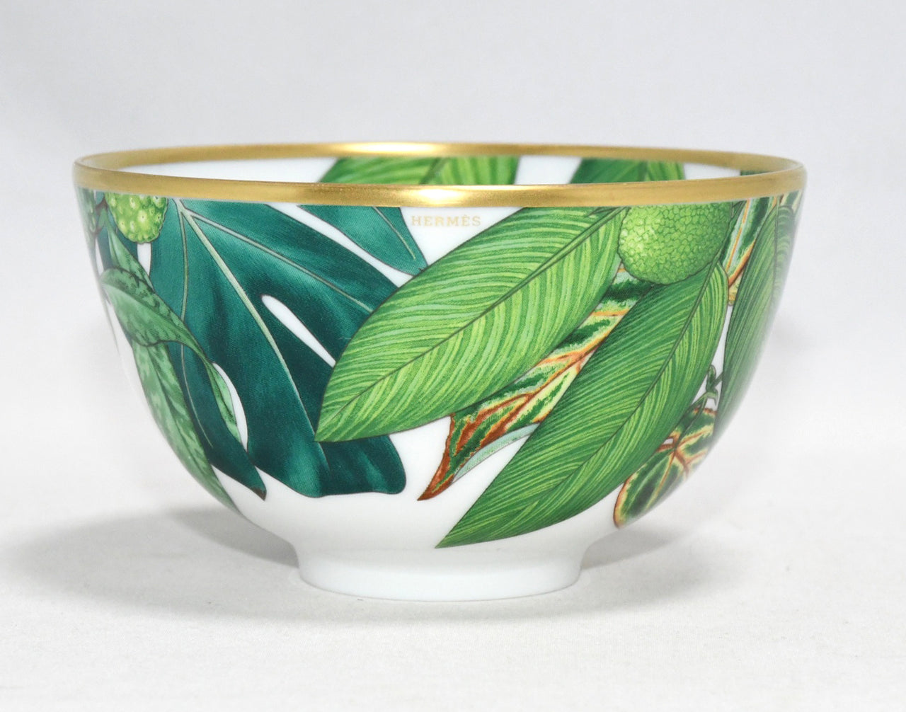 Hermes Passifolia bowl PM 9.5 cm green porcelain leaf flower plate 210 ml