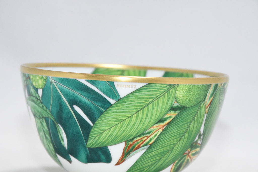 Hermes Passifolia bowl PM 9.5 cm green porcelain leaf flower plate 210 ml