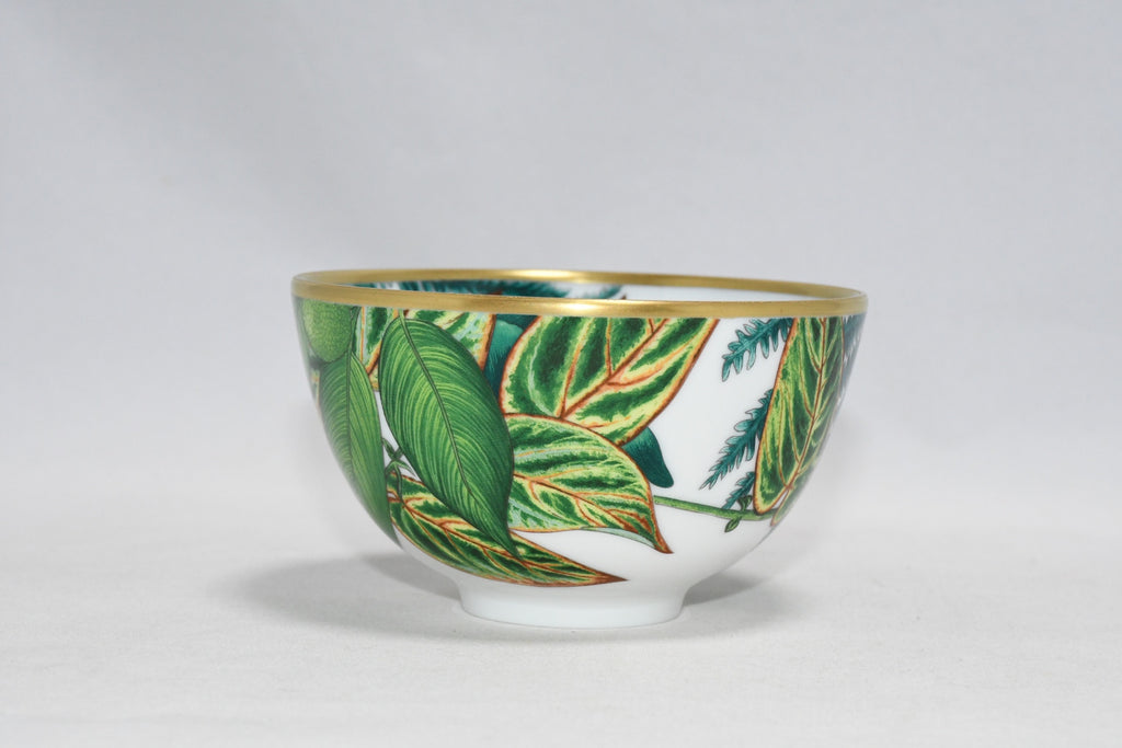 Hermes Passifolia bowl PM 9.5 cm green porcelain leaf flower plate 210 ml