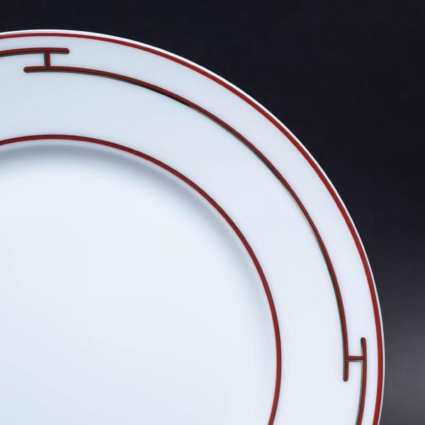Hermes Rhythm Dessert Plate 22 cm red porcelain dinner 8.75"