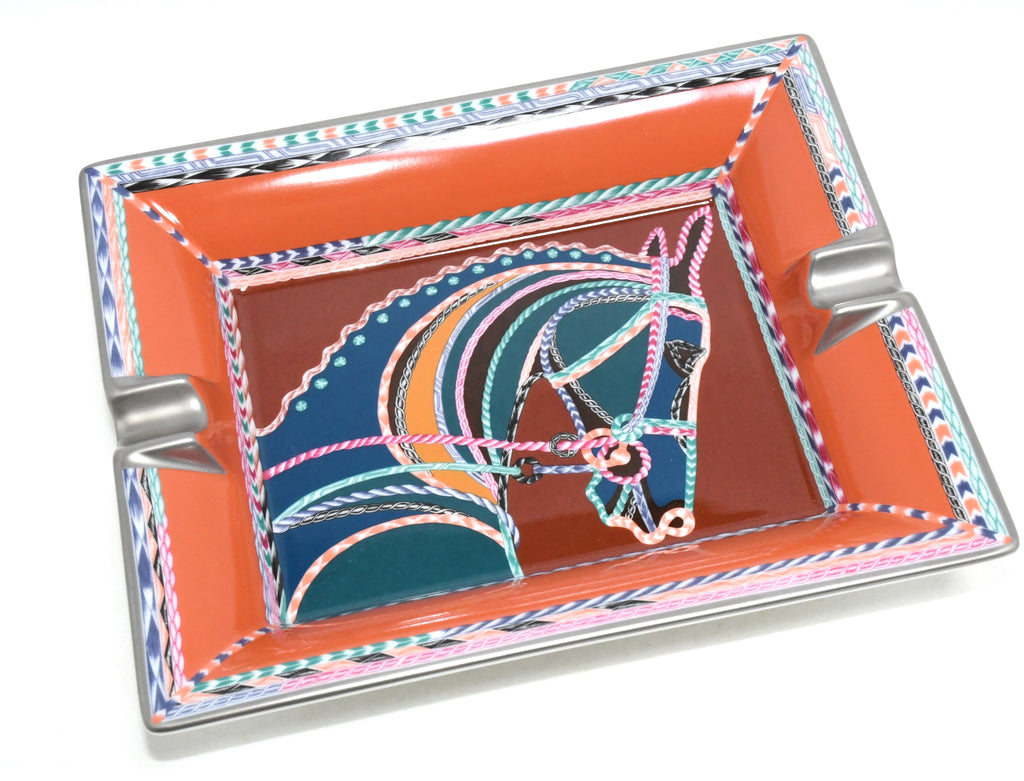 Hermes Robe du Soir Change tray porcelain Ashtray plate orange dress horse