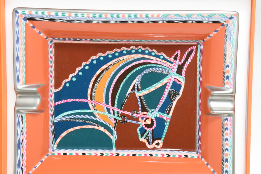 Hermes Robe du Soir Change tray porcelain Ashtray plate orange dress horse